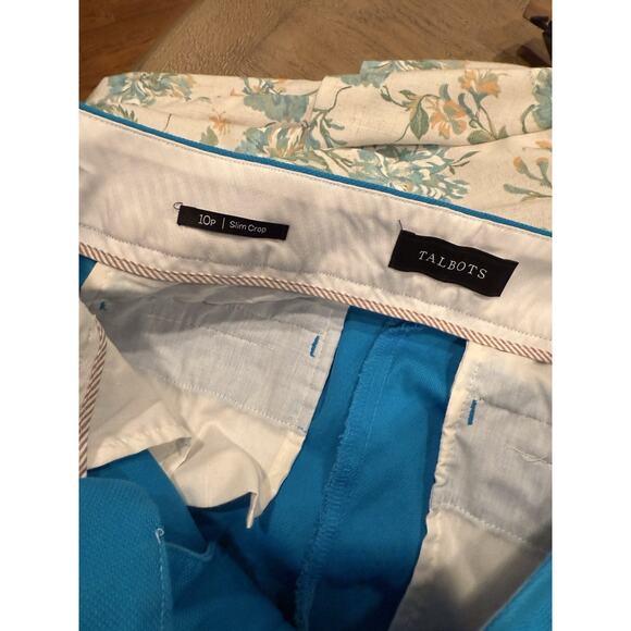 Talbots Petites Signature Pants Womens Size 10P Blue Crop Chino Stretch - Picture 4 of 4
